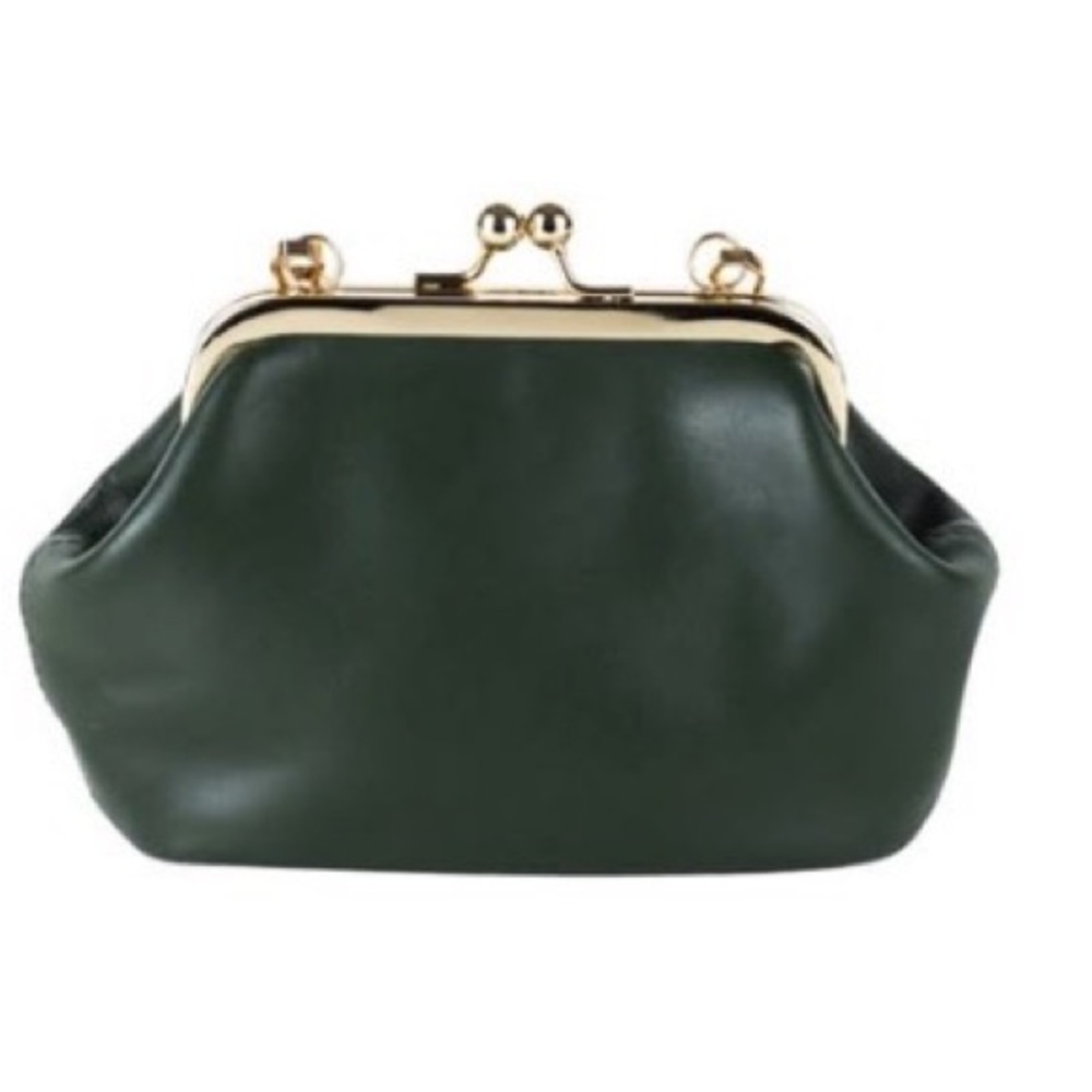 Jesalin Sette Petito Dark Green Kiss-Lock Shoulder Bag